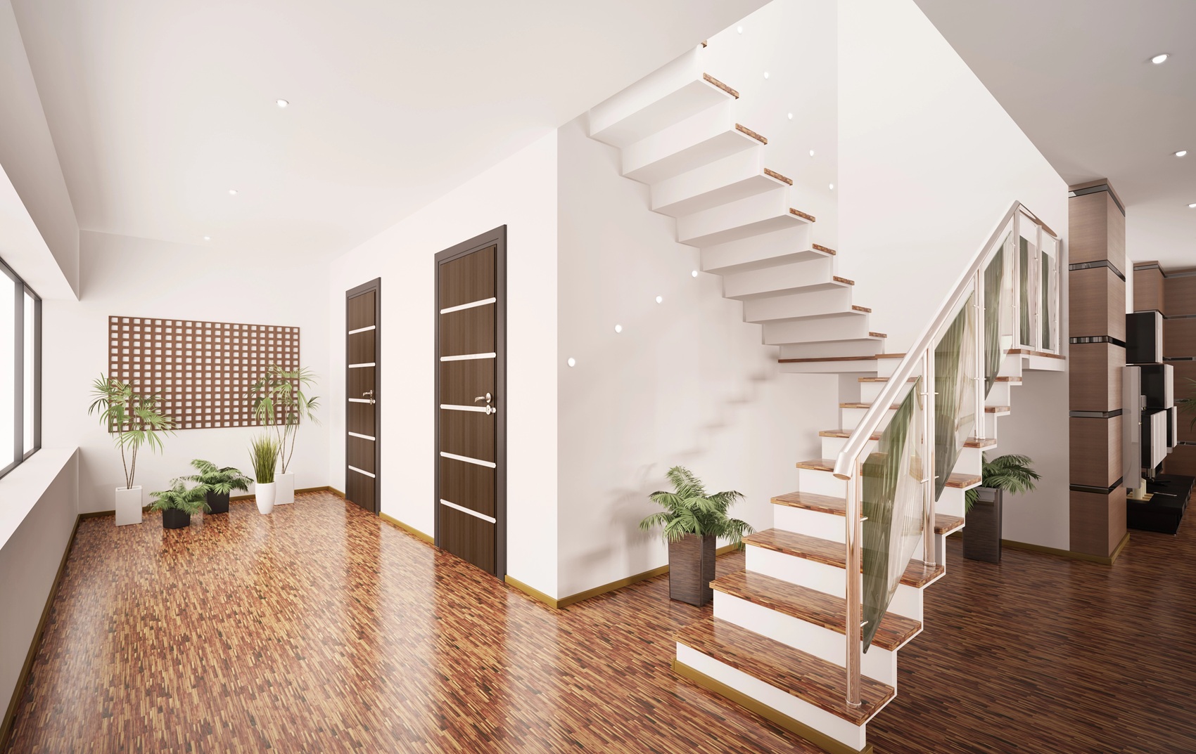 Various types of staircases including straight, L-shaped and curved designs in Australian homes