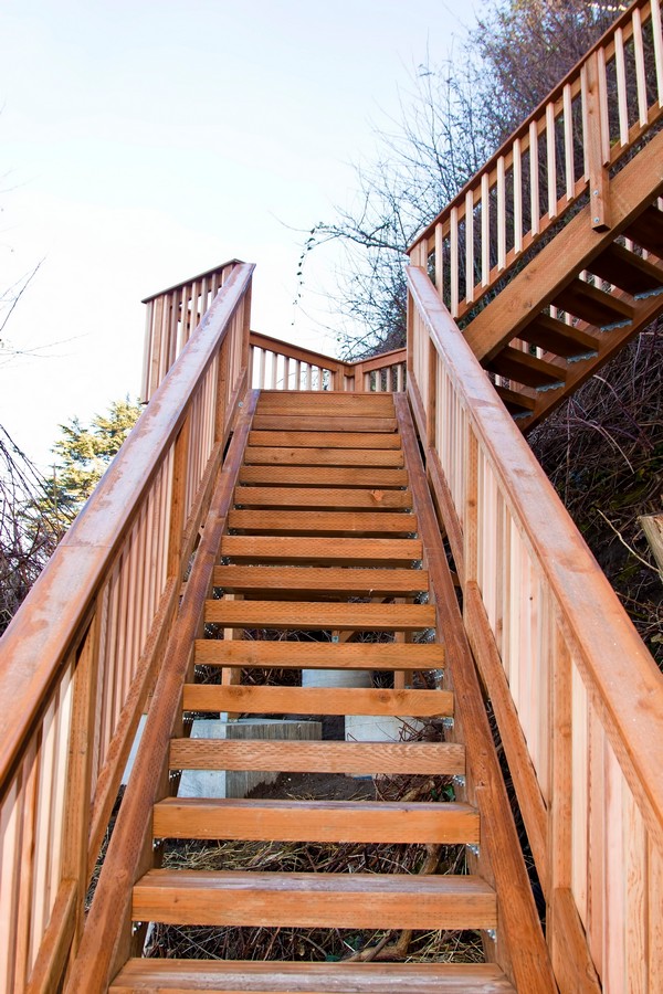Timber open-tread outdoor stairs on a Queensland property