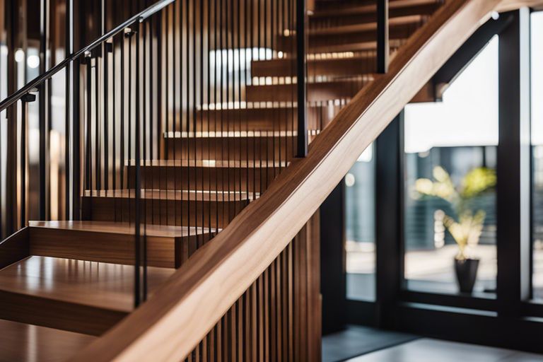 Timber staircase with a satin polyurethane finish highlighting the hardwood grain