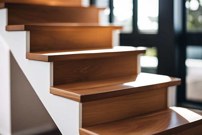 Close-up of Australian hardwood timber staircase treads showing natural grain patterns